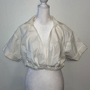 Zara ivory cropped blouse NWOT